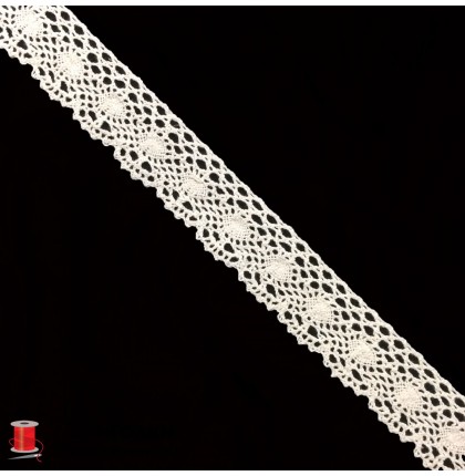 Кружево вязаное хлопковое шир.3 см арт.5045-2 цв.бежевый уп.91 м