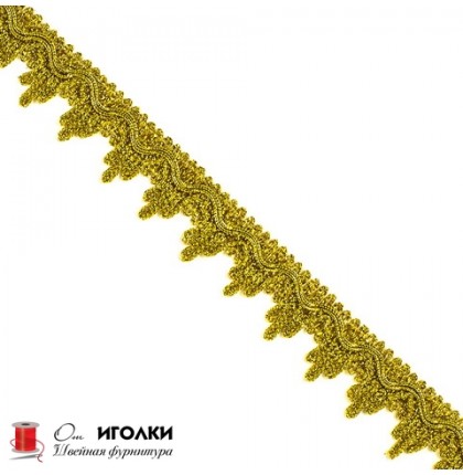 Тесьма металлизированная шир.2,5 см (25 мм) арт.2040-2 цв.золото уп.13,5 м