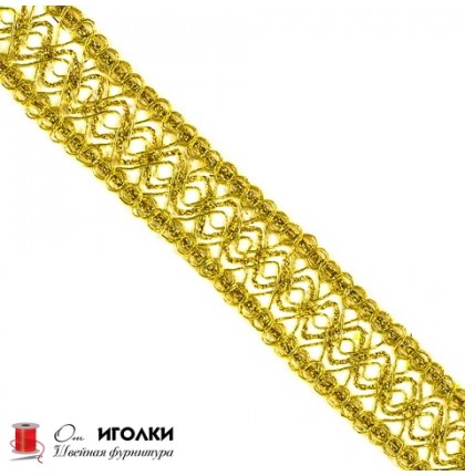Тесьма металлизированная шир.3 см (30 мм) арт.6226-2 цв.золото  уп.13,5 м