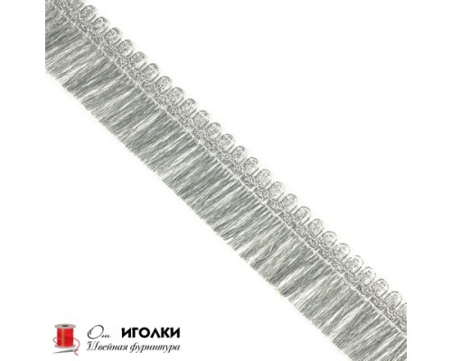 Тесьма металлизированная с кистями шир.4 см (40 мм) арт.7952-2 цв.серебро уп.13,5 м